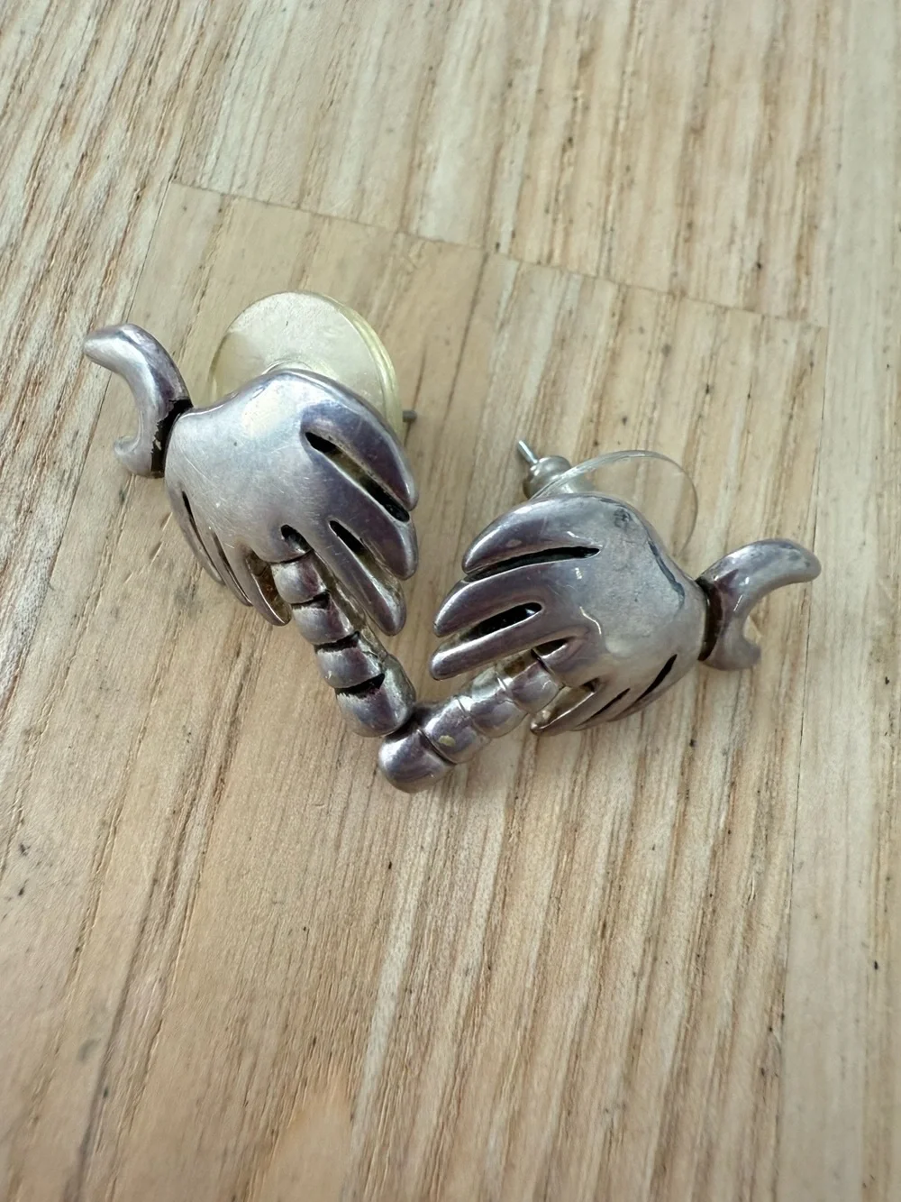 Vintage MJ silver tone South Carolina palmetto moon earrings on posts